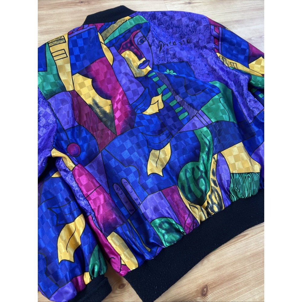 Rainbow‎ Collection Vintage 80s Bomber Jacket Colorful Abstract Print Size Large - Picture 6 of 12